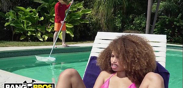  BANGBROS - Young Ebony Babe Cecilia Lion Seduces The Pool Guy Brick Danger